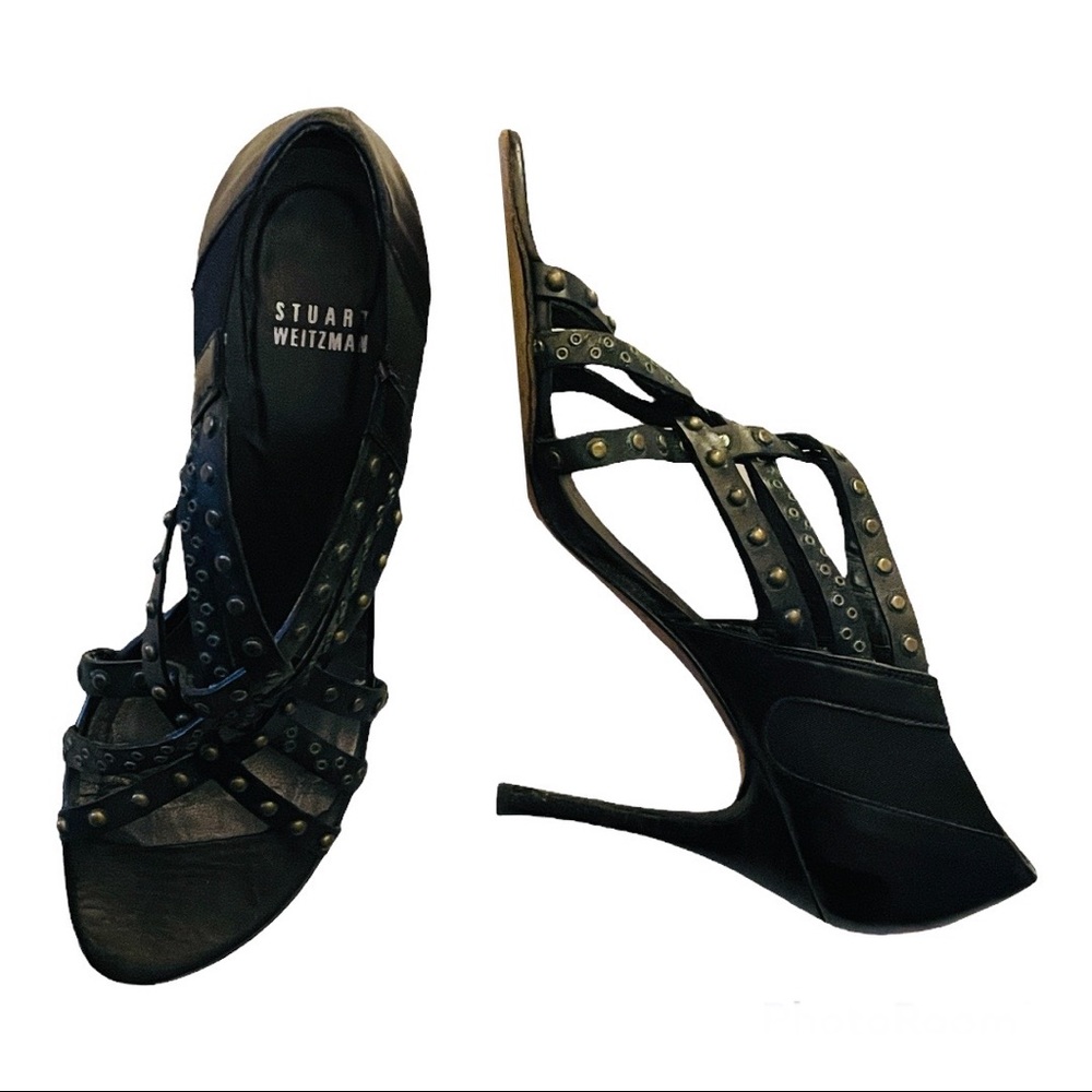 SOLD Stuart Weitzman strappy leather studded heels sz 8